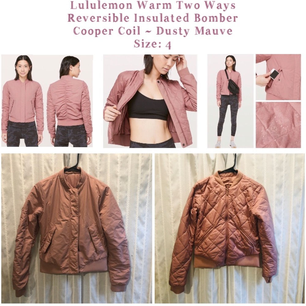 Lululemon Warm Two Ways Bomber Reversible Insulated Quilted 4 Jacket Coat Pink